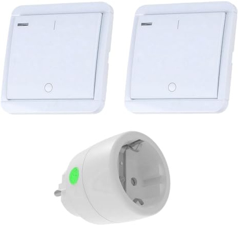 PT-522 DIW-Funk Prise télécommandée 2300 W + 2 émetteurs muraux sans fil avec minuteur de compte à rebours 5 vitesses pour économiser de l'électricité