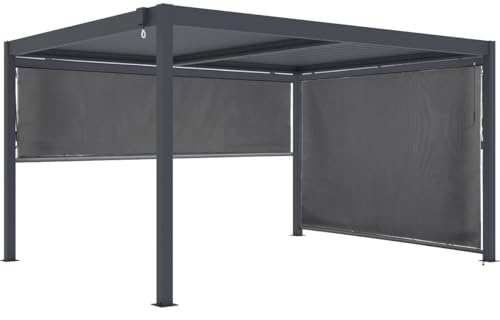 Pergola bioclimatica con 2 tende in alluminio Windsor - 3 x 4 m - Grigio