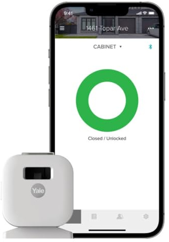 Yale Smart Cabinet Lock - Secure Medicine, Liquor, Cleaning Supply and Other cabinets. Child Proof. Magnet and Key Free Access with Your Phone or Apple Watch