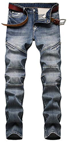 AIYINO Mens All Waist Straight Leg Stylish Denim Jeans, Blue, 32x34