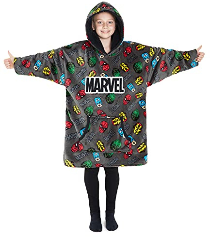 Marvel Sudadera Niño, Batamanta Corta con Capucha De Avengers, Manta para Niños con Mangas De Los Vengadores con Iron Man, Spiderman, Capitán América Y Hulk