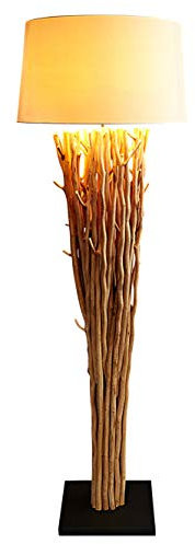 levandeo Lampe Stehlampe H175cm Holz Natur Beige Holzlampe Unikat Treibholz Handarbeit Stehleuchte