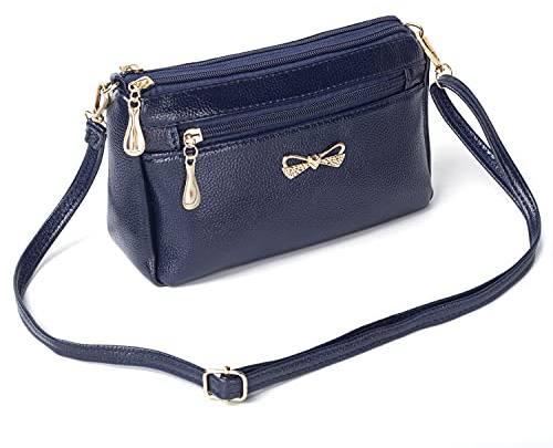 Cross Body Ladies Bags Small Soft PU Leather Shoulder Bag Navy Blue Handbags for Women