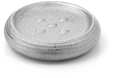 Gedy G-Astrid Jabonera Baño Plata, Dimensiones 2,6 x 12 x 12 cm Peso 0,238 kg, Jabonera de Cerámica, Año de Garantía 2, Diseño R&S