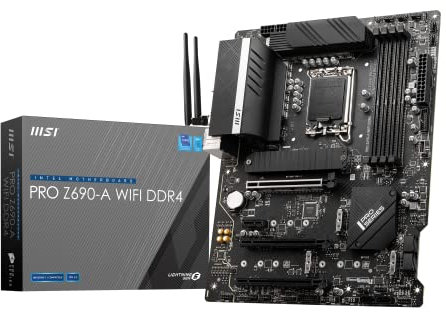 MSI PRO Z690-A WIFI DDR4 Mainboard ATX, unterstützt Intel Prozessoren 12. Generation, LGA 1700 - 14 Duet Rail 55A VRM, Memory Boost 5200MHz/OC, 1 x PCIe 5.0 x16, 3 x M.2 Gen4 x4, 2.5G LAN, Wi-Fi 6