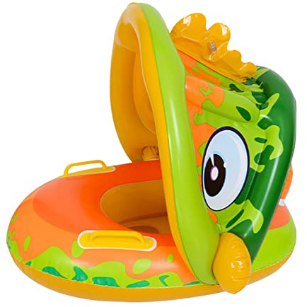 Baby Swimming Float Inflatable, Baby Pool Float Ring with Sun Canopy Inflatable, Inflatable Swimming Floats for Age of 6-36 Months