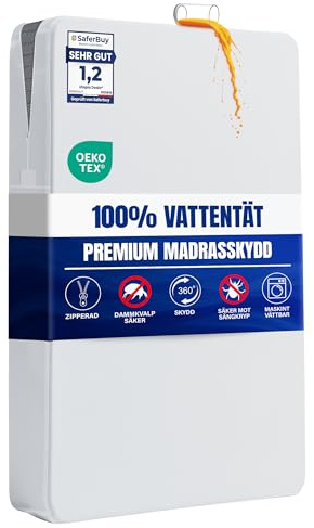 Utopia Bedding Vattentatt Madrassoverdrag 90 x 200 x 30 cm med Dragkedja, Oeko-TEX-certifierad, Madrassskydd