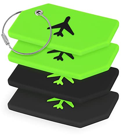 Flintronic 4 Stück Kieselgel Kofferanhänger Koffer, Gepäckanhänger ID Etikett, Tags mit Namensschild Adressschild, Kofferanhänger Koffer Reisezubehör