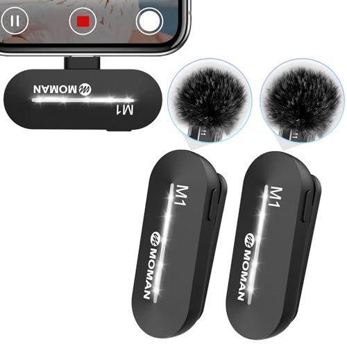 Moman Kabelloses Lavalier Microphone, CP1X(C) 2.4GHz【Type-C&USB】 2TX&1RX Ansteckmikrofon für Android Phones Tablet Vlog Live-Streaming Tiktok,Drahtloses-Lavalier-Mikrofon-Funkmikrofon-Smartphone