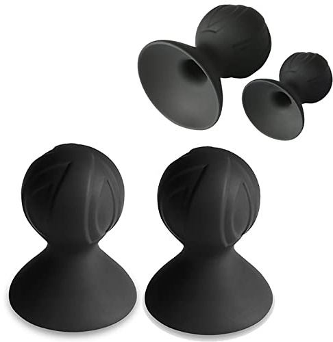 ScreaAss 2 Stücke Silikon Vakuum Nippelsauger Sex Brustsauger Pumpe Klein/Groß Brustwarzensauger Für Frauen, Brust Massagegerät Nippel Saugnapf Brustpumpe Masturbation Sexspielzeug,Schwarz,S/Set
