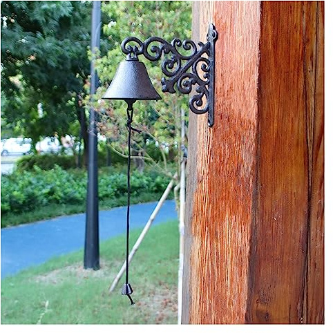 SKIHOT Vintage Decor Garden Porch Bell Cast Iron Bell Doorbell for Front Door Vintage Antique Style Entry Door Bell Outside Indoor Decor Wall Mounted Bell Manually Shaking