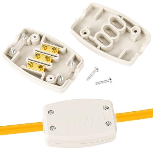 Mozeat Lens Lot de 2 boîtes de dérivation électriques à 3 pôles - Blanc - Pour montage en saillie - 13 A - 250 V - Petite boîte de jonction pour connexion par câble, 559615_1_RQFZZ3BMW