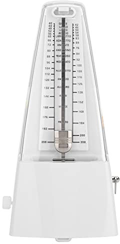 Mechanisches Metronom, Musikmetronom Im Pyramidenstil, Universelles Klassisches Metronom, Anti-Vibration, Anti-Fall, Elektronisches Metronom mit Tastenaufzug für Klavier, (WHITE)