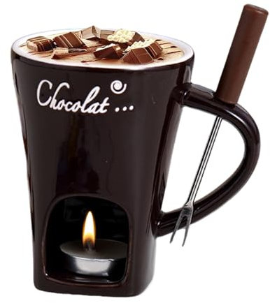 Set per fonduta di candele da tè, set di tazze per fonduta di cioccolato - Tazza per fonduta di cioccolato in ceramica con pentola calda - Scaldaburro riscaldante Melting Pot per tè e cioccolato per c