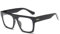 Jurchio Unisex Stylish Square Non-prescription Eyeglasses Glasses Flat Top Big Eyeglass Frames Large lens Clear Lens Eyewear (Black)
