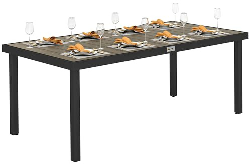 Outsunny Gartentisch Aluminium Wetterfest 8 Personen 190x90 cm Naturholz