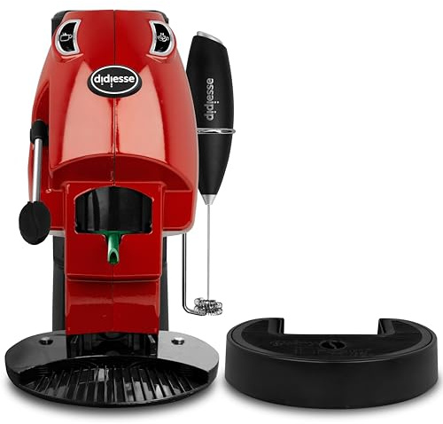 Didiesse Baby Frog Coffee & Tea Kapselmaskin, kaffebryggare med mjölkkvarnvisp, dubbel kapselhållare för kaffe och te, 650 W drickflaska, varmvattenberedare (fullröd)