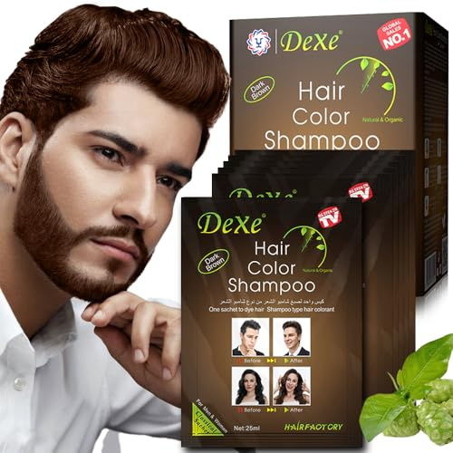 10 flaconi di shampoo colorante istantaneo marrone scuro, shampoo colorante per capelli e barba marrone scuro da uomo, adatto sia per uomo che per donna, contiene estratti vegetali(Dark Brown)