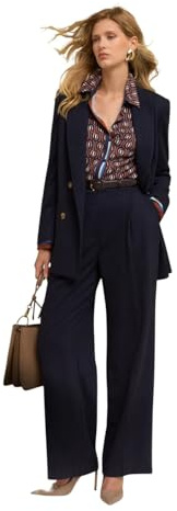 Motivi: Pantaloni fluidi Larghi con Pieghe Blu. 44 Stagione Autunno Inverno 2025