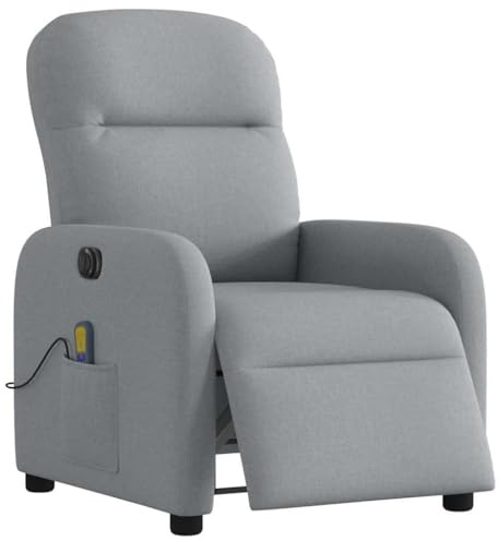 Mimdixy Fauteuil inclinable de massage, fauteuil de cinéma, fauteuil de massage, électrique, en tissu gris clair, pour salon, facile à monter, facile à entretenir