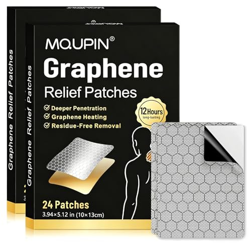MQUPIN Pack de 48 patchs anti-douleur, pansements au graphène auto-chauffants, patchs chauffants naturels à base de plantes pour le dos, les genoux, le cou et les épaules