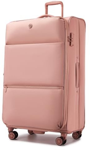 Miss Lulu Maleta de Cabina con Ruedas Blanda Expandible Giratorias Equipaje de Mano Maletas de Viaje Grande, 85x49x34,5cm, Rosa