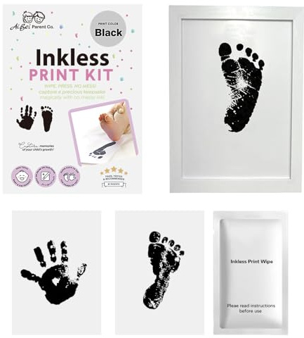 Impronte Mani e Piedi Neonati Set da 3 pezzi Cuscinetto del Timbro Senza Tocco Cornice Impronte Neonato Regalo per la nascita di un bambino Per Neonati Impronta Cucciolo Cane Gatto (Nero)