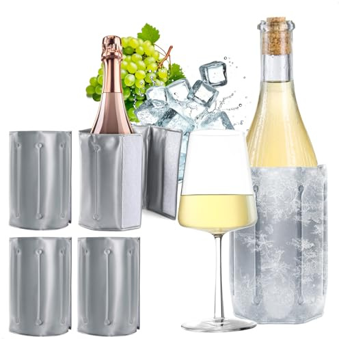 com-four® 4x manicotti refrigeranti per bottiglie - custodie termiche con chiusura rapida - raffreddatori per vino, birra e bibite (4 pezzi - grigio)