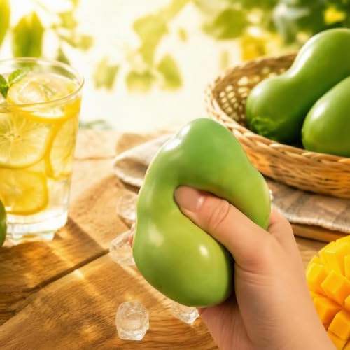 ZoraYorce 1 st Crunchy Mango Fidget Toy TPR Mjuk lera byggklossar Material | Stressavlastning Squishy sensorisk dekompressionsleksak 3,15 x 1,97 x 1,57 tum För tonåringar Vuxna Party Favor Nyhetspresent