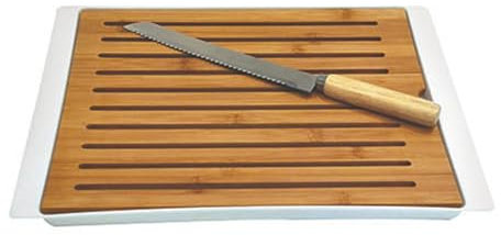 Tagliere per Pane con Coltello in Legno, 38 cm x 27 cm x 3 cm