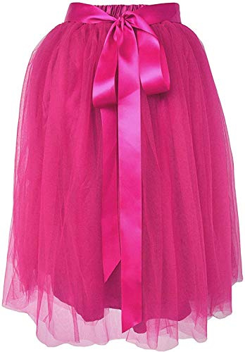 Dancina Girls Knee Length Tutu A line Layered Tulle Skirt 8-13 Years Hot Pink
