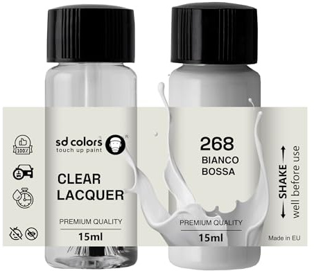 SD COLORS Bianco Bossa Nova 268, 268A, 268/A, 674, 934 - Vernice per ritocchi, 15 ML, per Riparare Graffi e scheggiature, con Pennello, (Vernice, lacca)
