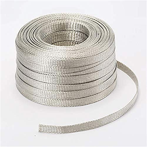 TinnedCopper Braided grounding Wire, Braided Expandable Sleeve Cable, Width: 8mm,Thickness：1.0mm ，Length: 5m