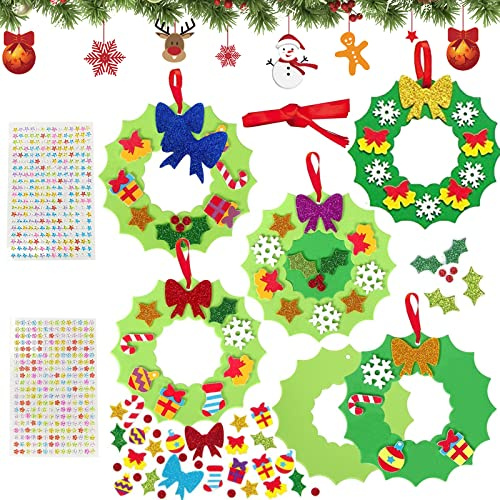 Lot de 122 décorations de Noël pour enfants,guirlande de Noël,pendentif arbre de Noël,kit de bricolage,autocollant en caoutchouc mousse pour Noël,pour enfants l'artisanat et la décoration de Noël