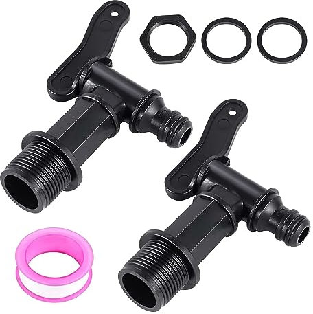 Frotox Abflusshahn Regentonnenhahn Für Regentonne 3/4 Zoll 2 Stück Kunststoff Auslaufhahn Für Regentonne Mit Dichtungs Kontermutter Ersatz Regentonnenhahn Gartenhahn Für Regentonnen