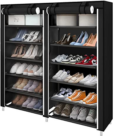 RELOVE Armoire à chaussures, étagères à chaussures, étanche, 7 couches, pour 36 paires de chaussures, armoire en tissu, rangement de chaussures avec housse