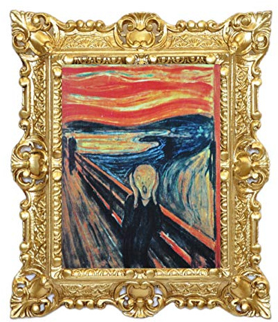 LIGUORO SHOP Edvard Munch Skrik Edvard Munch Reproduktion tryckt på en fyrkantig banner med barockram cm (guld)
