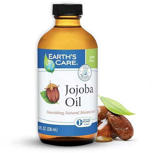 Earth's Care Earth's Care Jojoba Oil - Pure Jojoba Oil for Hair, Skin & Nails - Cold Pressed - Nourishing Natural Moisturizer - 8 Fl Oz