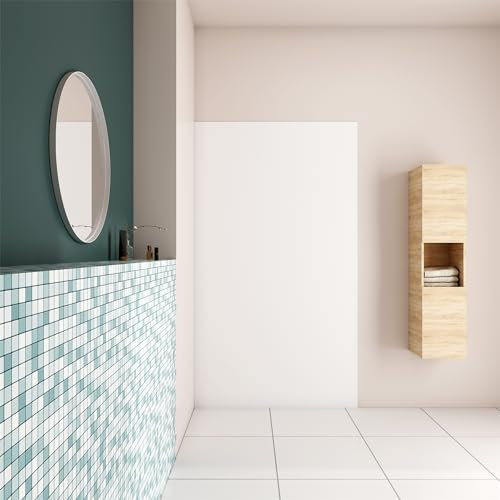 AICA Panel de pared para ducha en Aluminio, Blanco mate, 40x210cm, Revestimiento de paredes