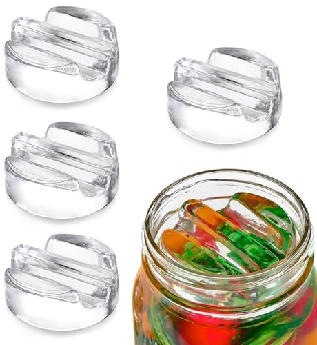 gvivej 4 Pezzi Pesi in Vetro per Fermentazione, Vetro Fermentazione Pesante con Manico, Pesi di Fermentazione Ø 7cm, Pesi in Vetro per Fermentazione con Bocca Larga, Vasi da Conserva, Stile 2