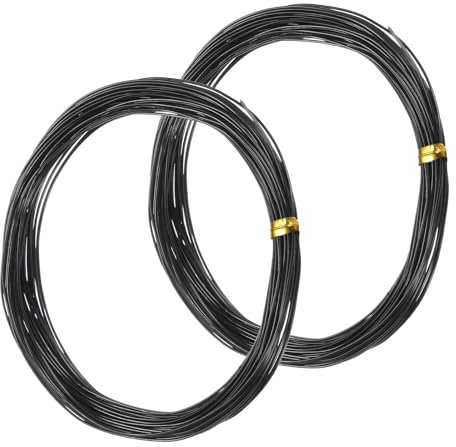 M METERXITY 2-Rolls 0.8mm Bonsai Training Wire, 65.6 Feet Total Anodized Aluminum Bonsai Wires for Bonsai Tree Shaping/Branches Fixing/Trunk Holding/DIY Crafting [32.8ft Each, Black]