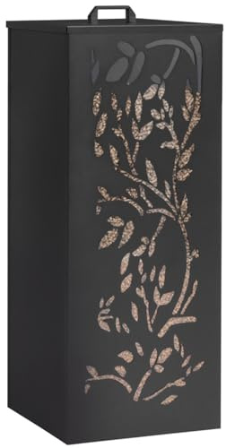 IDMarket - Réservoir à granulés 55 kg Noir Rangement à pellets 36 x 36 x 87 cm - Motif Floral