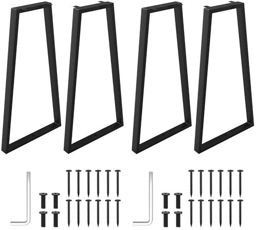 TITECK Metal Legs for Table 28 Inch - Set of 4 Kitchen Desk Leg Trapezoid Heavy Duty Steel Dining Table Legs Furniture Replacement Feet for DIY (Black)