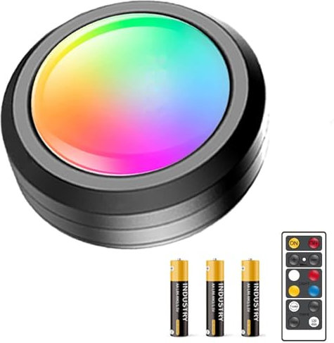 MOUJUCHI Unterbauleuchten,RGB Schrankbeleuchtung,Under Cabinet Lights, Dimmbare LED Unterbauleuchte Küche mit Fernbedienung Timing-Funktion für Treppen Vitrine Schrank Küchen (1 PCS mit 3 Batterien)