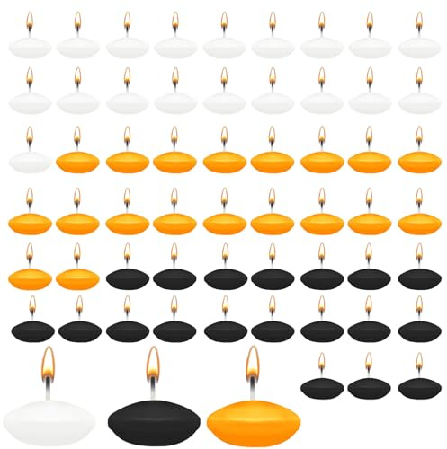 HA BIN 60 stycken simljus, 3,8 cm flytljus, för bröllop, romantiska nätter, möhippa, dekorationer (vit, svart, orange)