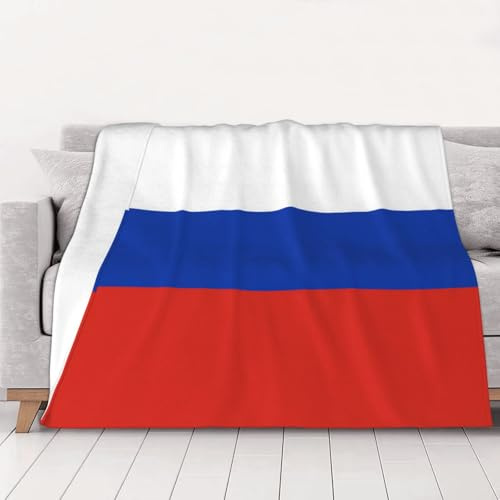 WZYCWB Coperta in flanella stampata con bandiera russa da 127 x 101,6 cm, 76-203 cm. Una coperta calda per l'autunno e una coperta da viaggio portatile.