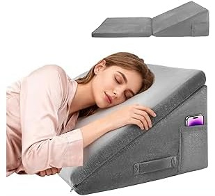 Almohada de cuña para cama de espuma viscoelástica con altura ajustable, almohada ortopédica para dormir, cojín de lectura, ideal para recuperación quirúrgica, reflujo, ronquidos, problemas de espalda