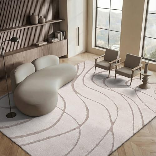 SAFAVIEH Florida Shag Collection Area Rug - 6' x 9', Cream & Beige, Non-Shedding & Easy Care, 1.2-inch Thick Ideal for High Traffic Areas in Living Room, Bedroom (SG471-1113)
