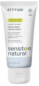 ATTITUDE Hand Cream for Sensitive Skin with Oat, EWG Verified, Dermatologically Tested, Vegan, Unscented, 2.5 Fl Oz