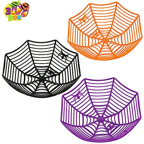 JOYIN 5 Cuencos de Plástico Cesta con Diseño de Telaraña de Halloween para Truco o Trato, Cuencos para Dulces, Camiones o Golosinas